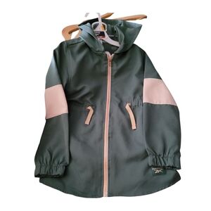 Reebok 3 Piece Legging Jacket T-Shirt Set Green Gray Peach Sz 6x